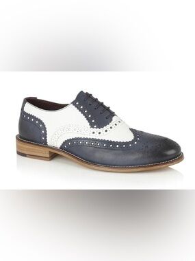 London Brogue Gatsby Spectator Shoes Navy White Wingtip US 8 EU 42